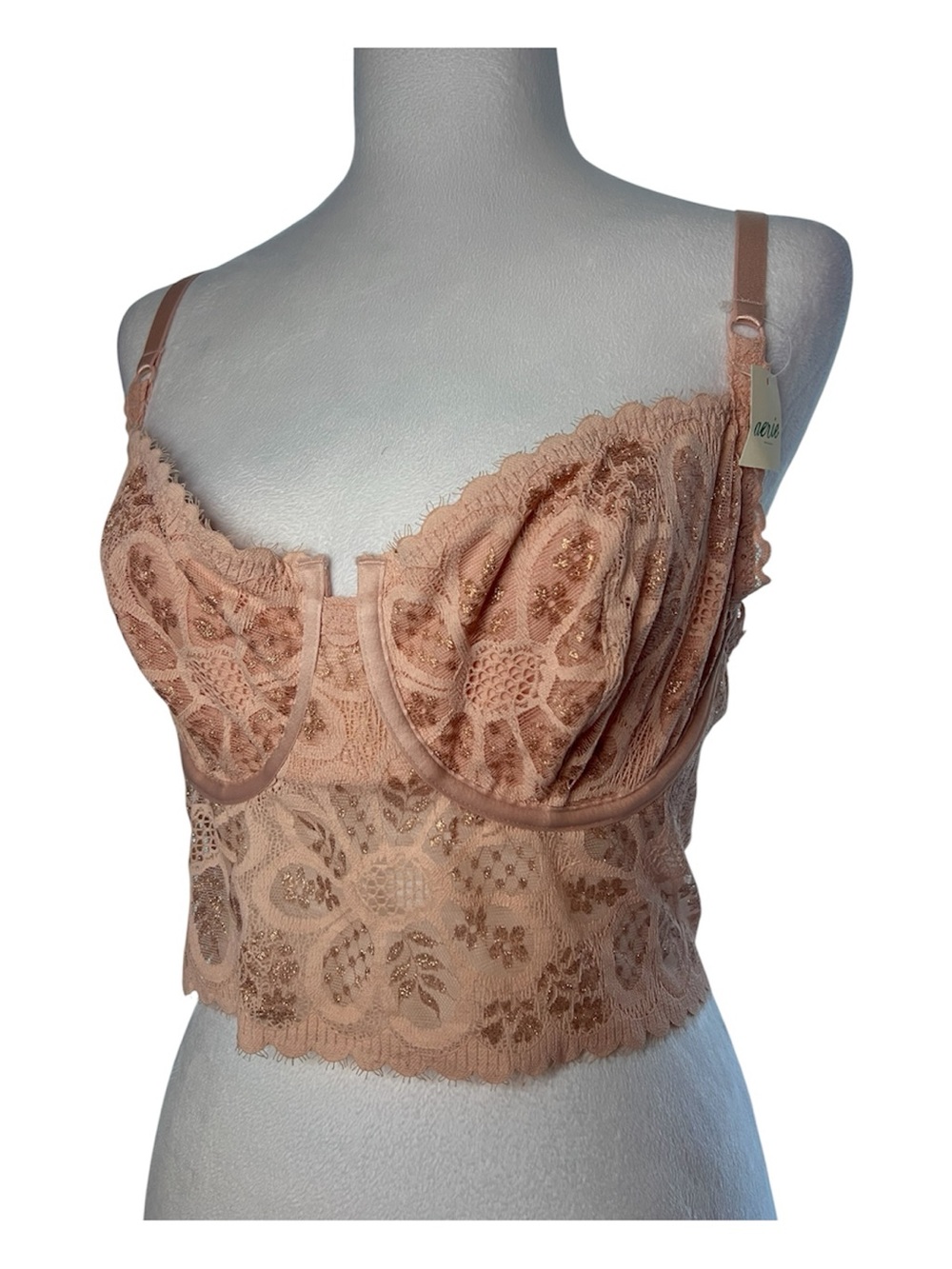 aerie Lace Longline Bralette in Peach Blush 34DD NWT